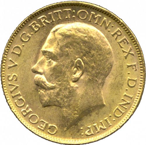 Sovereign Obverse Image minted in UNITED KINGDOM in 1925SA (1910-36  -  George V)  - The Coin Database