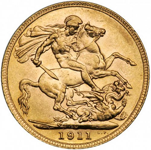 Sovereign Reverse Image minted in UNITED KINGDOM in 1911C (1910-36  -  George V)  - The Coin Database