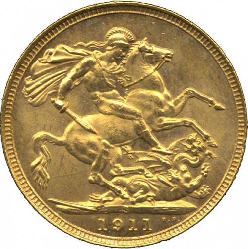 Sovereign Reverse Image minted in UNITED KINGDOM in 1911S (1910-36  -  George V)  - The Coin Database
