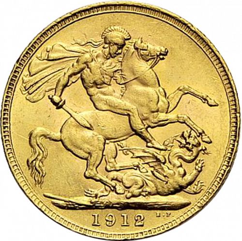 Sovereign Reverse Image minted in UNITED KINGDOM in 1912 (1910-36  -  George V)  - The Coin Database