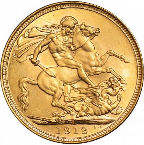 Sovereign Reverse Image minted in UNITED KINGDOM in 1912S (1910-36  -  George V)  - The Coin Database