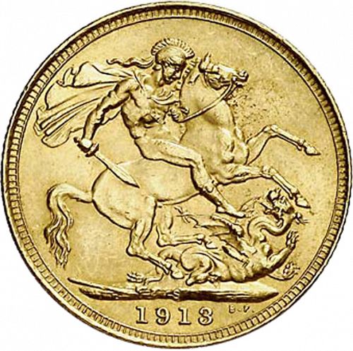 Sovereign Reverse Image minted in UNITED KINGDOM in 1913S (1910-36  -  George V)  - The Coin Database