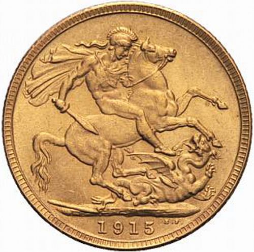 Sovereign Reverse Image minted in UNITED KINGDOM in 1915 (1910-36  -  George V)  - The Coin Database