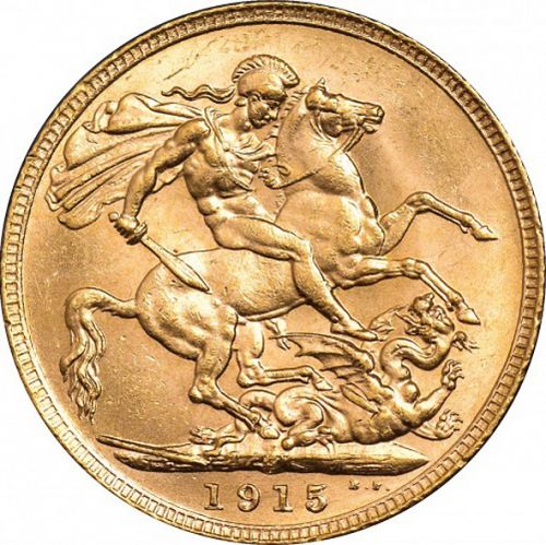 Sovereign Reverse Image minted in UNITED KINGDOM in 1915P (1910-36  -  George V)  - The Coin Database