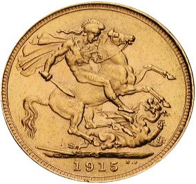 Sovereign Reverse Image minted in UNITED KINGDOM in 1915S (1910-36  -  George V)  - The Coin Database