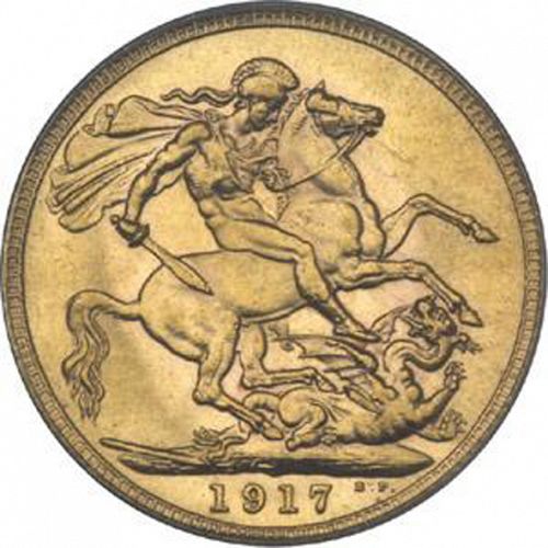 Sovereign Reverse Image minted in UNITED KINGDOM in 1917 (1910-36  -  George V)  - The Coin Database