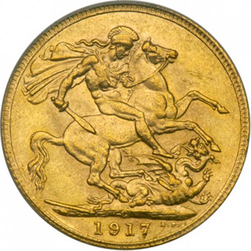 Sovereign Reverse Image minted in UNITED KINGDOM in 1917C (1910-36  -  George V)  - The Coin Database