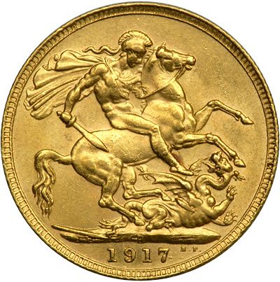 Sovereign Reverse Image minted in UNITED KINGDOM in 1917P (1910-36  -  George V)  - The Coin Database