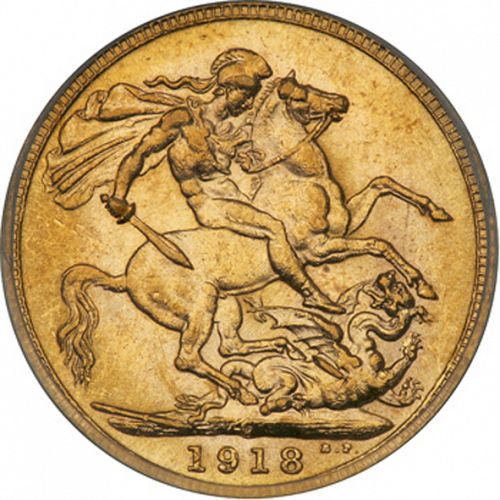 Sovereign Reverse Image minted in UNITED KINGDOM in 1918C (1910-36  -  George V)  - The Coin Database
