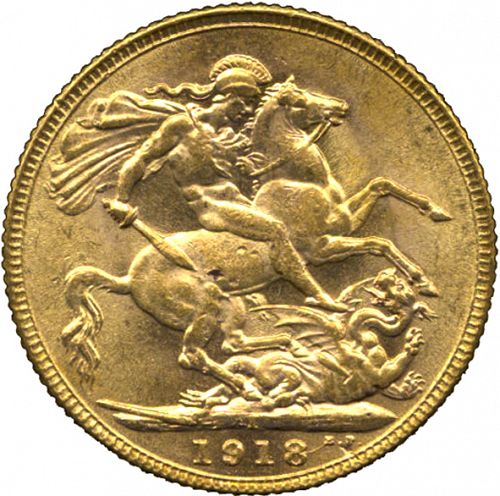 Sovereign Reverse Image minted in UNITED KINGDOM in 1918I (1910-36  -  George V)  - The Coin Database
