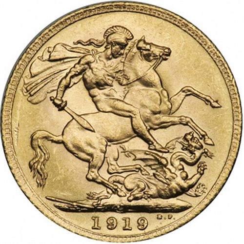 Sovereign Reverse Image minted in UNITED KINGDOM in 1919C (1910-36  -  George V)  - The Coin Database
