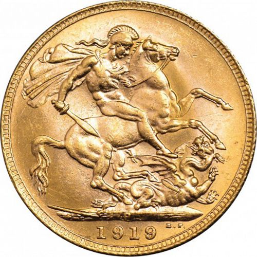 Sovereign Reverse Image minted in UNITED KINGDOM in 1919P (1910-36  -  George V)  - The Coin Database