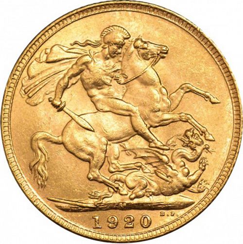 Sovereign Reverse Image minted in UNITED KINGDOM in 1920M (1910-36  -  George V)  - The Coin Database