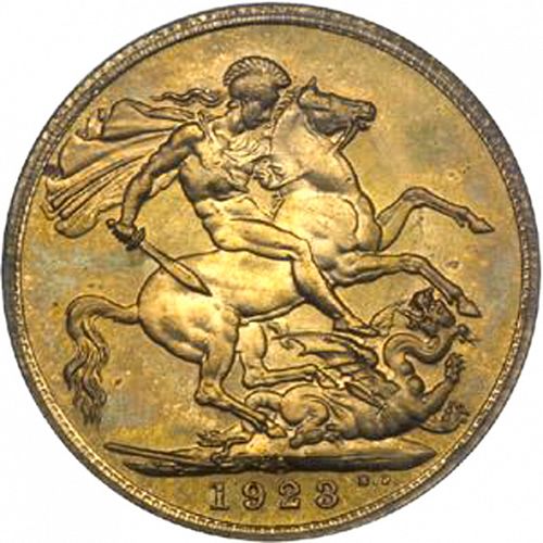 Sovereign Reverse Image minted in UNITED KINGDOM in 1923SA (1910-36  -  George V)  - The Coin Database