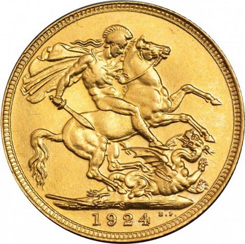 Sovereign Reverse Image minted in UNITED KINGDOM in 1924S (1910-36  -  George V)  - The Coin Database
