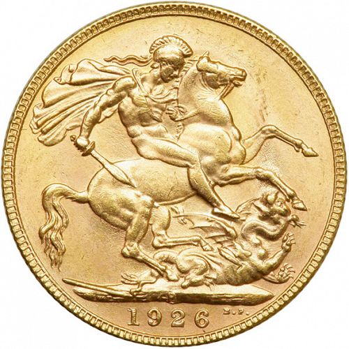 Sovereign Reverse Image minted in UNITED KINGDOM in 1926P (1910-36  -  George V)  - The Coin Database