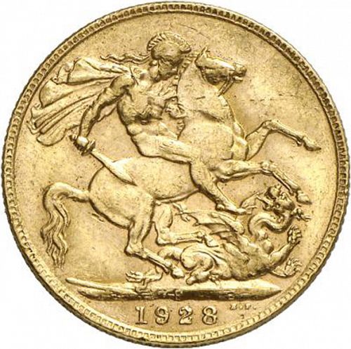 Sovereign Reverse Image minted in UNITED KINGDOM in 1928P (1910-36  -  George V)  - The Coin Database