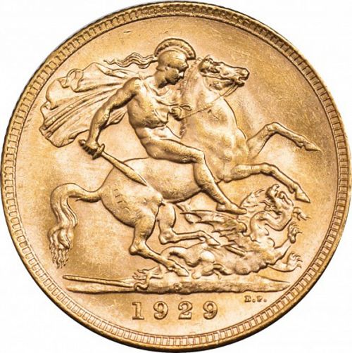 Sovereign Reverse Image minted in UNITED KINGDOM in 1929P (1910-36  -  George V)  - The Coin Database