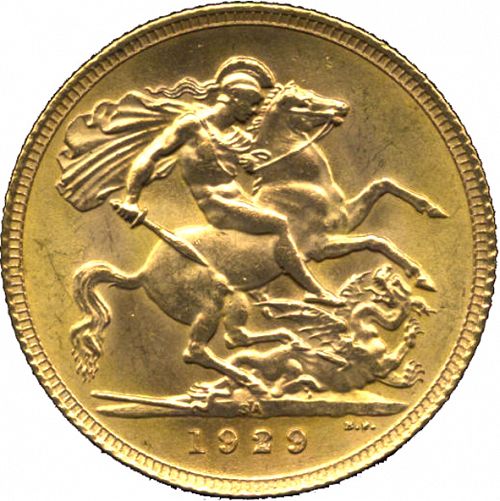 Sovereign Reverse Image minted in UNITED KINGDOM in 1929SA (1910-36  -  George V)  - The Coin Database