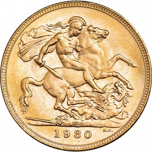 Sovereign Reverse Image minted in UNITED KINGDOM in 1930P (1910-36  -  George V)  - The Coin Database