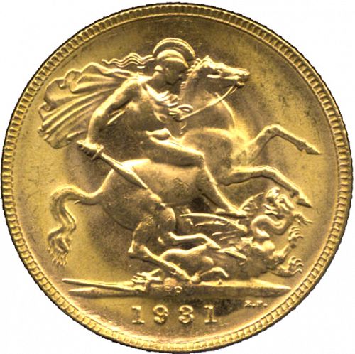 Sovereign Reverse Image minted in UNITED KINGDOM in 1931P (1910-36  -  George V)  - The Coin Database