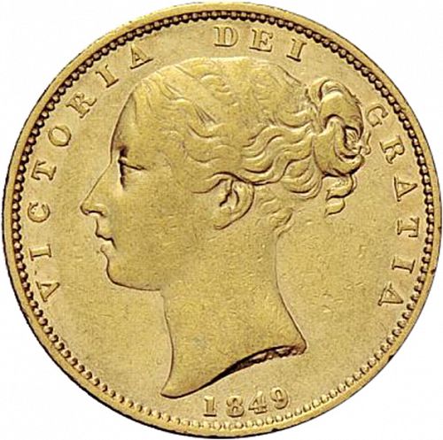 Sovereign Obverse Image minted in UNITED KINGDOM in 1849 (1837-01  -  Victoria)  - The Coin Database