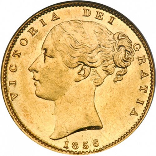 Sovereign Obverse Image minted in UNITED KINGDOM in 1856 (1837-01  -  Victoria)  - The Coin Database