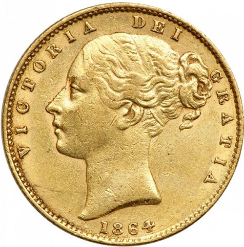 Sovereign Obverse Image minted in UNITED KINGDOM in 1864 (1837-01  -  Victoria)  - The Coin Database