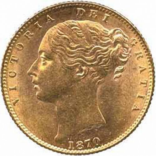 Sovereign Obverse Image minted in UNITED KINGDOM in 1870 (1837-01  -  Victoria)  - The Coin Database