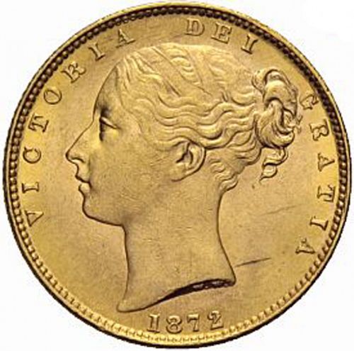 Sovereign Obverse Image minted in UNITED KINGDOM in 1872 (1837-01  -  Victoria)  - The Coin Database