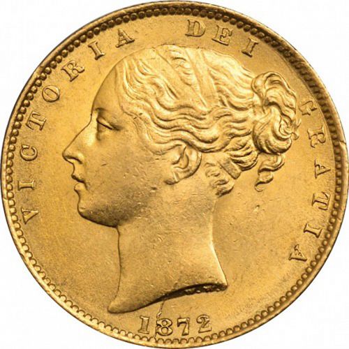 Sovereign Obverse Image minted in UNITED KINGDOM in 1872M (1837-01  -  Victoria)  - The Coin Database