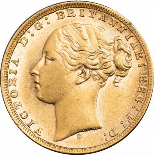 Sovereign Obverse Image minted in UNITED KINGDOM in 1872S (1837-01  -  Victoria)  - The Coin Database