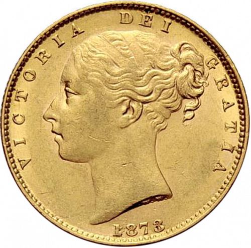 Sovereign Obverse Image minted in UNITED KINGDOM in 1873 (1837-01  -  Victoria)  - The Coin Database