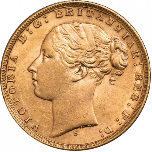 Sovereign Obverse Image minted in UNITED KINGDOM in 1873S (1837-01  -  Victoria)  - The Coin Database