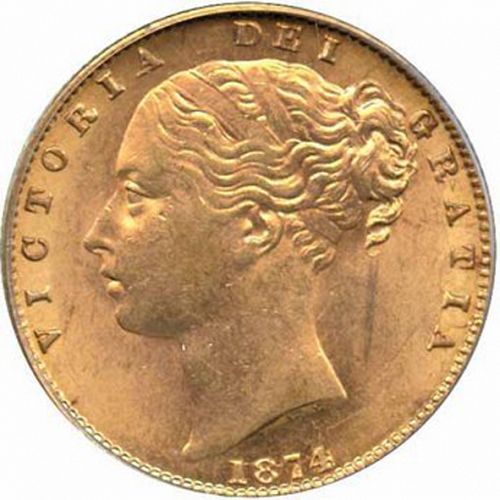 Sovereign Obverse Image minted in UNITED KINGDOM in 1874 (1837-01  -  Victoria)  - The Coin Database