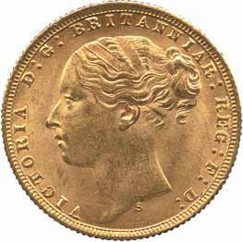 Sovereign Obverse Image minted in UNITED KINGDOM in 1876S (1837-01  -  Victoria)  - The Coin Database