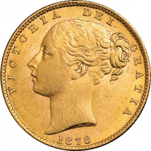 Sovereign Obverse Image minted in UNITED KINGDOM in 1878S (1837-01  -  Victoria)  - The Coin Database