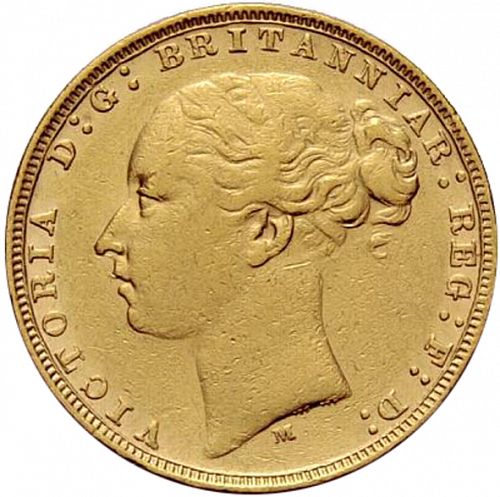Sovereign Obverse Image minted in UNITED KINGDOM in 1879M (1837-01  -  Victoria)  - The Coin Database
