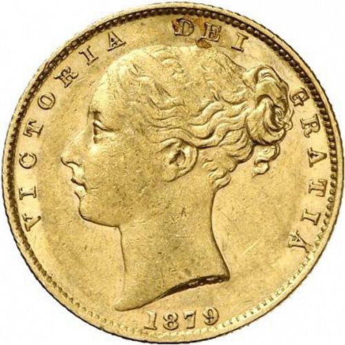 Sovereign Obverse Image minted in UNITED KINGDOM in 1879S (1837-01  -  Victoria)  - The Coin Database