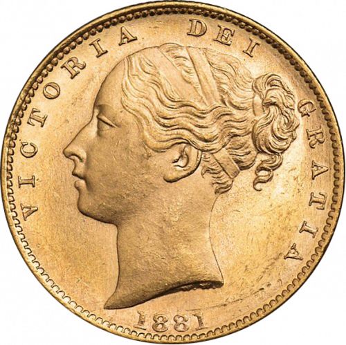 Sovereign Obverse Image minted in UNITED KINGDOM in 1881M (1837-01  -  Victoria)  - The Coin Database