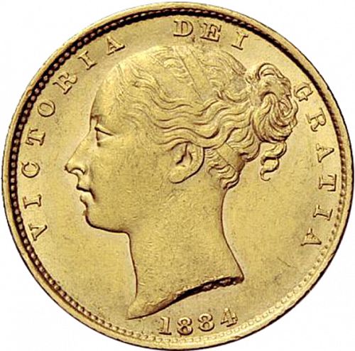 Sovereign Obverse Image minted in UNITED KINGDOM in 1884S (1837-01  -  Victoria)  - The Coin Database
