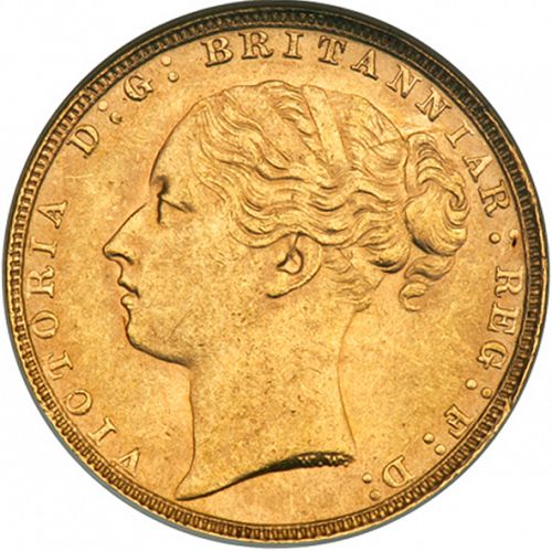 Sovereign Obverse Image minted in UNITED KINGDOM in 1885 (1837-01  -  Victoria)  - The Coin Database