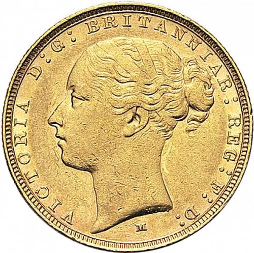 Sovereign Obverse Image minted in UNITED KINGDOM in 1885M (1837-01  -  Victoria)  - The Coin Database