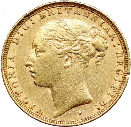Sovereign Obverse Image minted in UNITED KINGDOM in 1885S (1837-01  -  Victoria)  - The Coin Database