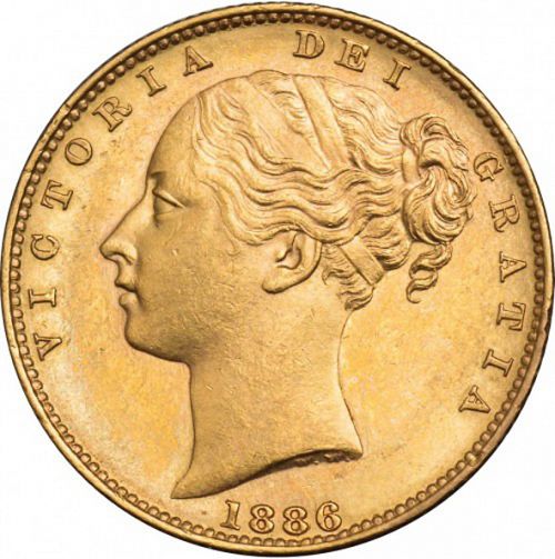 Sovereign Obverse Image minted in UNITED KINGDOM in 1886M (1837-01  -  Victoria)  - The Coin Database