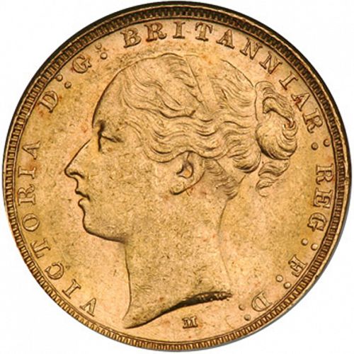 Sovereign Obverse Image minted in UNITED KINGDOM in 1886M (1837-01  -  Victoria)  - The Coin Database