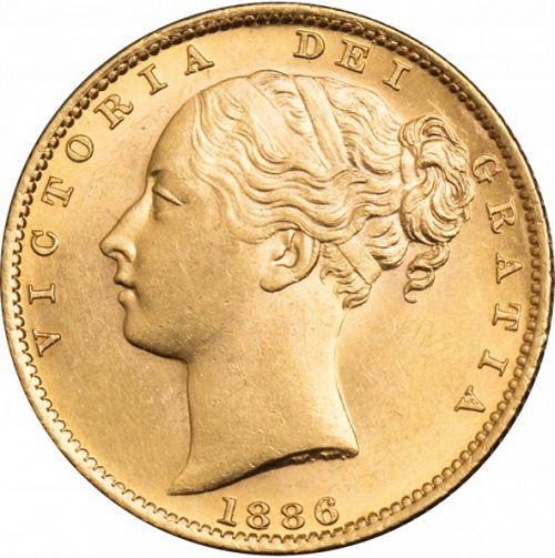 Sovereign Obverse Image minted in UNITED KINGDOM in 1886S (1837-01  -  Victoria)  - The Coin Database