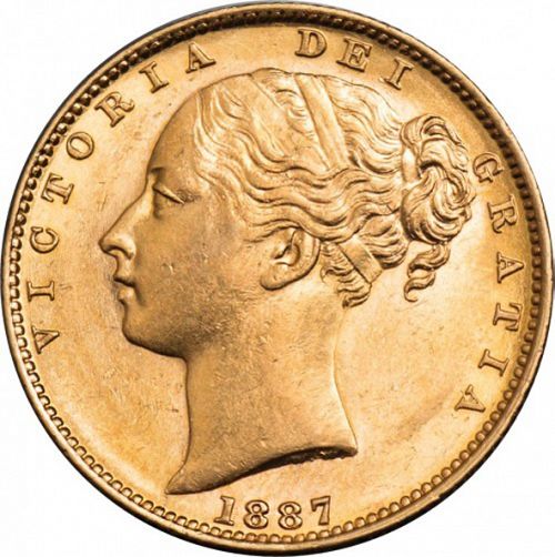 Sovereign Obverse Image minted in UNITED KINGDOM in 1887M (1837-01  -  Victoria)  - The Coin Database