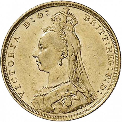 Sovereign Obverse Image minted in UNITED KINGDOM in 1888S (1837-01  -  Victoria)  - The Coin Database