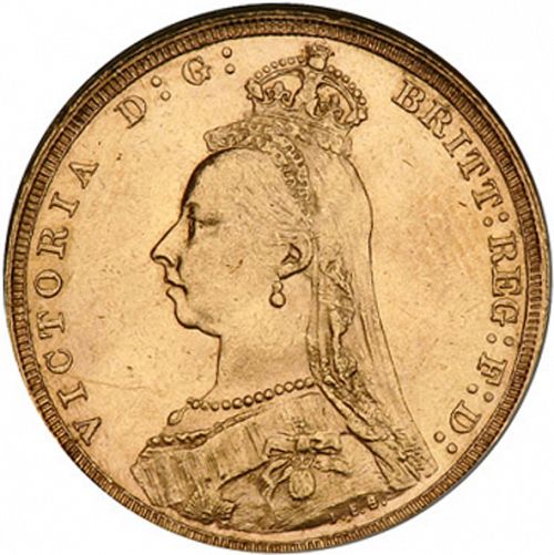 Sovereign Obverse Image minted in UNITED KINGDOM in 1890S (1837-01  -  Victoria)  - The Coin Database